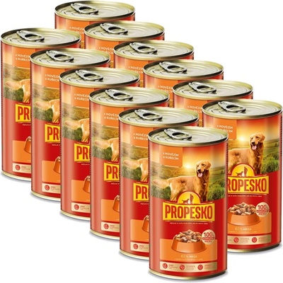 Propesko Dog Консерва с говеждо и пилешко в сос 12 x 1240 г