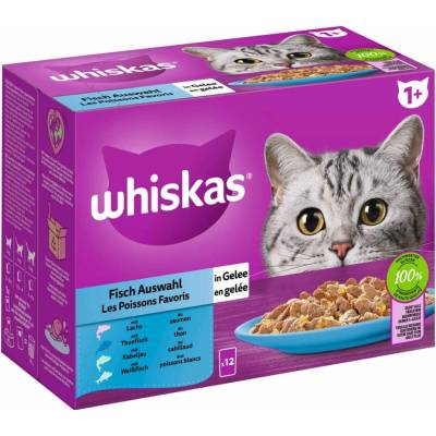 Whiskas multipack 1+ výběr rybího masa v želé, 12 × 85 g