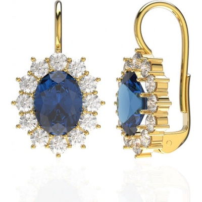 Couple velkolepé náušnice Diana s tmavě modrými zirkony žluté zlato 6850003-0-0-2