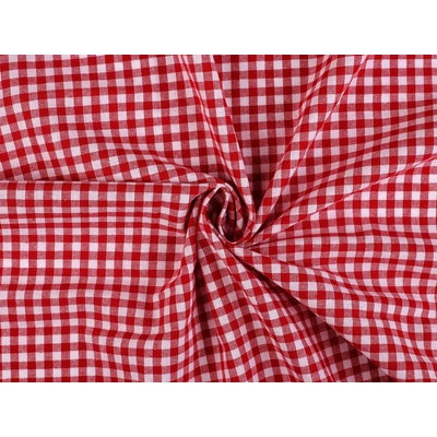 Prima-obchod Bavlněná látka / plátno Kanafas malá kostka / káro, barva 1 červená