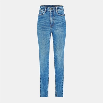 Noisy May Дънки Noisy May Women's Cut Hem Skinny Jeans - Dark Blue Denim
