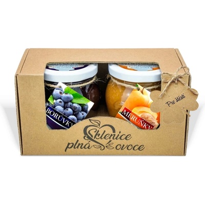 Sklenice plná ovoce Dárek "pro štěstí" 2 džemů slazené cukrem 420 g jahoda červený rybíz – Zboží Mobilmania