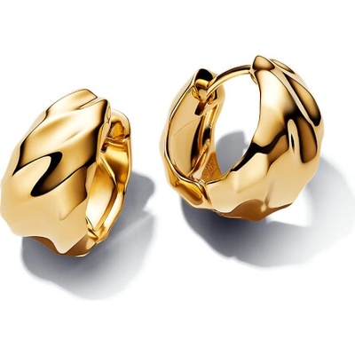 PANDORA ESSENCE pozlátené náušnice zvlnené kruhy 263874C00