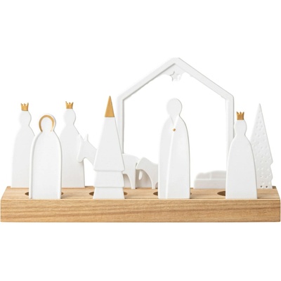 räder Adventní svícen Large Nativity Scene, bílá barva, přírodní barva, dřevo, porcelán