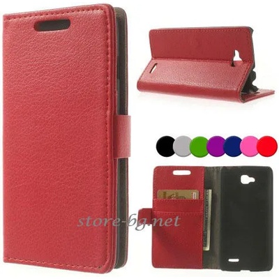 LG L90 D405N Magnetic Wallet Кожен калъф + Протектор