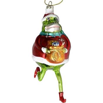 EverGreen Vánoční skleněná ozdoba veselá žába 14 cm Varianta: 1