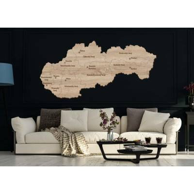 Dřevěná mapa Slovenska s kraji