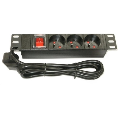 XtendLan ZASUVKA3-10 Rozvodný panel, 10", 3x 230V, ČSN, vypínač, kabel 1,8m, černý ZASUVKA3-10