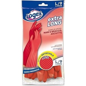  Професионални латексови ръкавици Logex Extra Along Part L Червени (8003350549160)