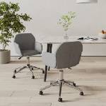 vidaXL Въртящи се трапезни столове, 2 бр, светлосиви, текстил (3103086)