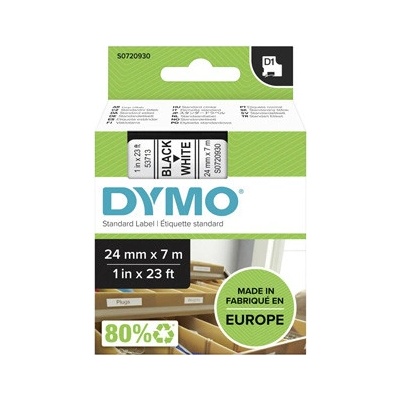 Dymo originál páska do tlačiarne štítkov, Dymo, 53713, S0720930, čierny tlač/biely podklad, 7m, 24mm, D1