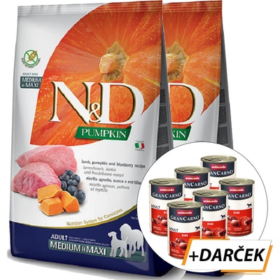 N&D Grain Free Pumpkin Adult Medium / Maxi lamb & blueberry 2 x 12 kg