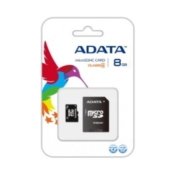 ADATA microSDHC 8GB + adapter AUSDH8GCL4-RA1