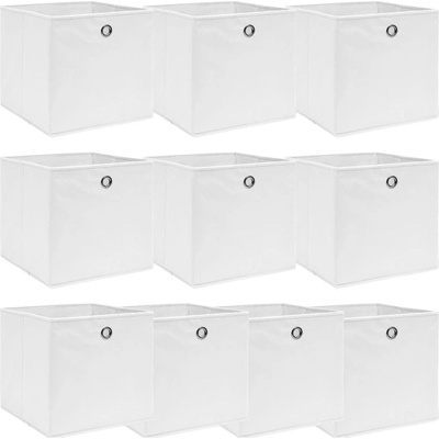 shumee Úložné boxy 10 ks biele 32x32x32 cm látkové