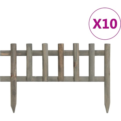vidaXL Ниски огради за лехи, 10 бр, чам, 4, 4 м (314845)