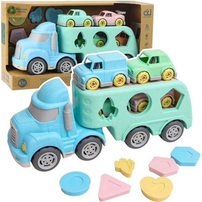 LeanToys Truck Odtahovka Vzdělávací třídič s autíčky, pastelové plastové kostky