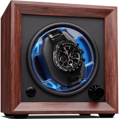 Klarstein Brienz 1, механизъм за навиване на часовници, 1 часовник, 4 режима, дървен вид, синя вътрешна светлина (WW3-UhreBrien1) (WW3-UhreBrien1)