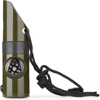 WARAGOD Многофункционална аварийна свирка 7 в 1 Echo, армейско зелено (WAR007601)