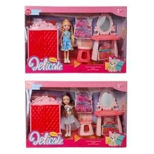 Swede Doll with wardrobe, dressing table and other accessories