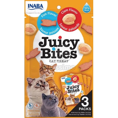 INABA Cat Juicy Bites - риба и мида 3 x 11, 3 г