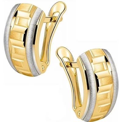Zlaton Náušnice z kombinovaného zlata vzorované visací 1.2cm 1.35g O02072614946