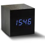 Gingko Design GINGKO Часовник с термометър CUBE - черно дърво със сини цифри (Gingko-GK08B10) Будилник