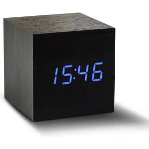 Gingko Design GINGKO Часовник с термометър CUBE - черно дърво със сини цифри (Gingko-GK08B10) Будилник