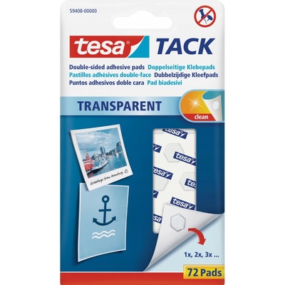 TACK obojstranne lepiace vankúšiky 72 ks transparentné