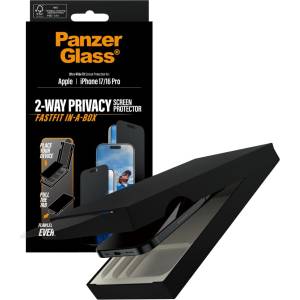 Panzer Стъклен протектор PanzerGlass за iPhone 17/iPhone 16 Pro, Privacy, UWF, инсталационен бокс, w. Black Frame