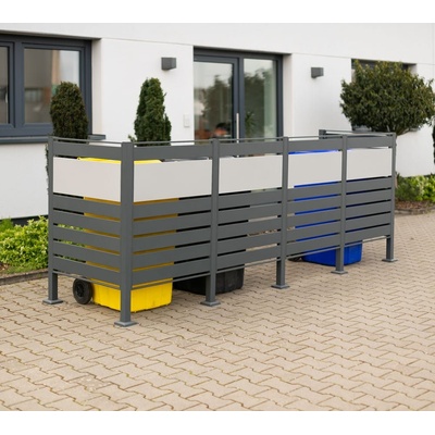Westmann Planum 4 kovový box na odpadkové koše 4 x 240L 320 x 80 x 120 cm, antracit