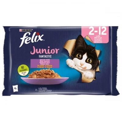 FELIX Котешка храна Felix Junior пиле/сьомга 4*85гр