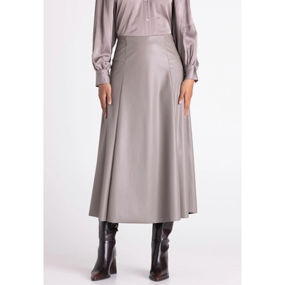 Tuzzi Essentials dámská koženková midi sukně taupe