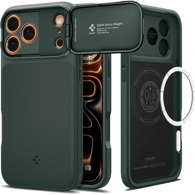 Spigen Optik Armor MagSafe kryt iPhone 17 Pro Max abyss green