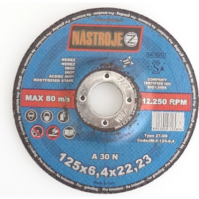 Nástroje cz Kotouč brusný 125 x 6,4 x 22 mm IM-4-125-6,4