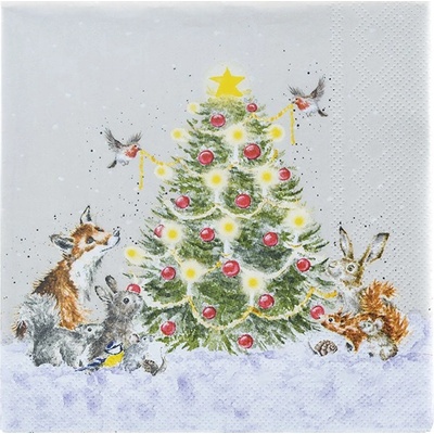 Wrendale Designs Papírové ubrousky Oh Christmas Tree Vánoční stromek 33x33cm