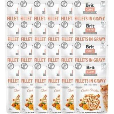 BRIT Care Fillets in Gravy Mix příchutí kuřecí, krůtí a lososové filety v omáčce pro kočky 48 x 85 g