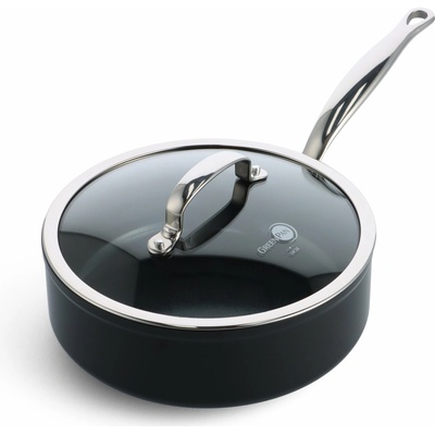 GreenPan Nepriľnavá keramická soté panvica so sklenenou pokrievkou Barcelona Pro, Ø 24 cm / 3,4 l, čierna CC005327-001