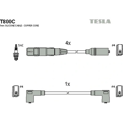 Sada zapaľovacích káblov TESLA T800C
