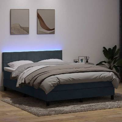 vidaXL Boxspring postel s matrací a LED tmavě šedá samet