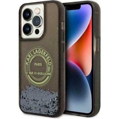 KARL LAGERFELD Кейс Karl Lagerfeld KLHCP14LLCRSGRK за iPhone 14 Pro 6.1", черен / черен, твърд, Liquid Glitter RSG (3666339086022)