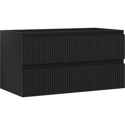 Mexen Rivel шкафче за баня за мивка 90 см, 2 чекмеджета, оребрено, черно матово - 91A20-09047-2-BFF71 (91A20-09047-2-BFF71)