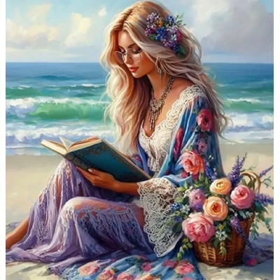 Norimpex - Puzzle Diamant painting: Girl with a book 30x40 cm - 1 - 39 piese