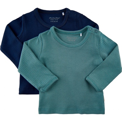 Minymo Детска блуза с дълъг ръкав Minymo Kid's Blouse L/S (2-Pack) Longsleeve - Goblin Blue - размер 80 (EU) (704-5926-0216)