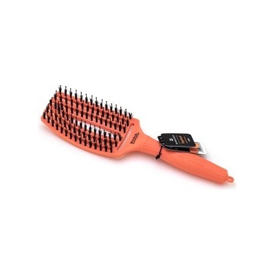 Olivia Garden Fingerbrush Combo Medium Coral четка за коса с влакна от найлон и глиган