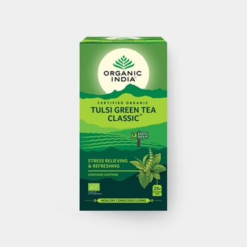 Organic India BIO Čaj Tulsi se Zeleným Čajem bazalka a zelený čaj sáčkový 25 ks