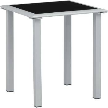 vidaXL 310541 Garden Table Black and Silver 41x41x45 cm Steel and Glass (310541)