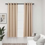 Pure Line Home Завеси с ленена текстура в бежов цвят с метални халки, 2 бр. , 140 x 175 см