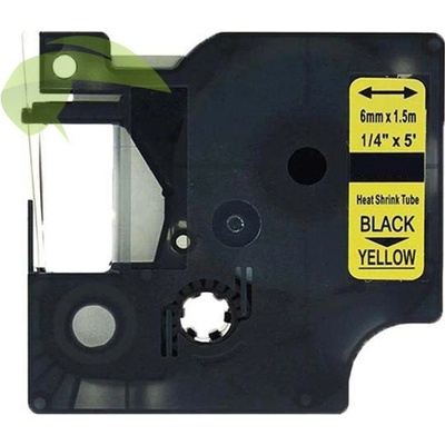 TONERSYP Zmršťovacia bužírka pre Dymo 18052/S0718270, 6mm x 1,5m čierna tlač/žltý podklad, kompatibilná