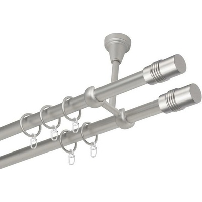 OK-GarnýžeCZ Garnýž kovová dvouřadá 16mm Cylinder double satina 250 cm do stropu / kroužky s háčkem