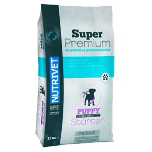 Nutrivet Super Premium PUPPY 32 20 DOGS STARTER - за кучета малки породи 3-6 месеца, средни породи 2-4 месеца, големи породи 1-3 месеца, Франция - 15 кг